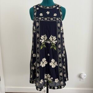 Maeve Navy Embroidered Floral Mini Dress
